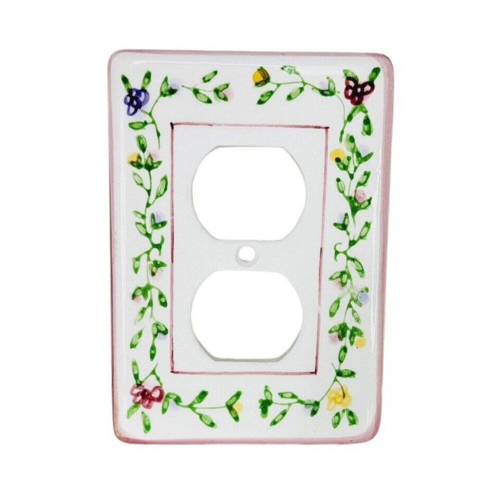 Vintage Montage Ceramic Porcelain Hand Painted Floral Outlet Cover Wallplate NEW